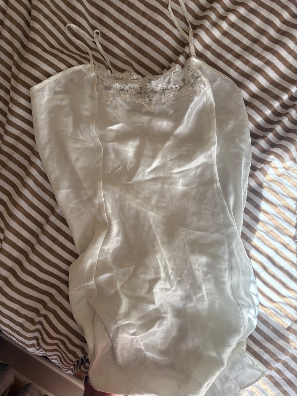 Intimo Amore Ivory Lace-Trim Slip Dress